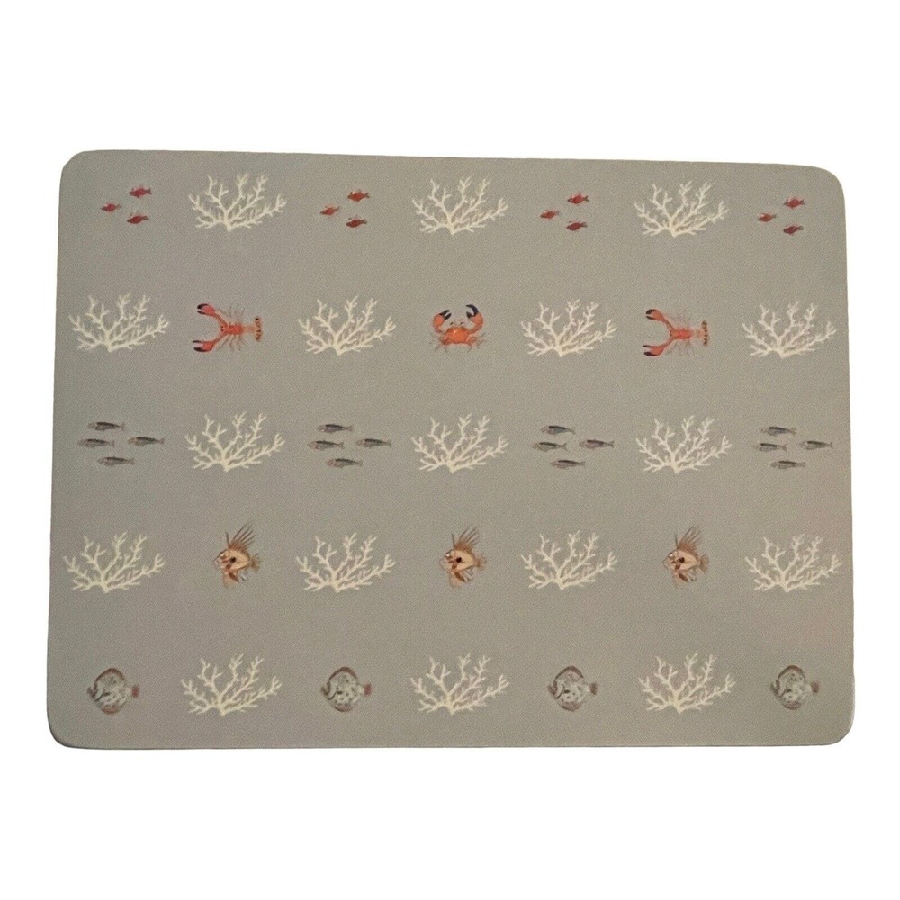 (4) Sophie Allport Cork Placemats WHAT A CATCH Crab Lobster Fish Coral Sea Ocean